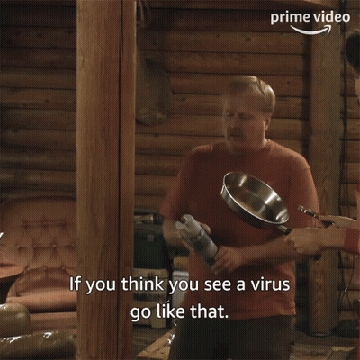 Man Holding Frying Pan If You Think You See A Virus Go Like That GIF