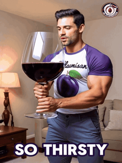 Man Holding Glass Of Wine So Thirsty GIF