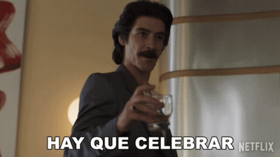 Man Holding Glass With Hay Que Celebrar GIF