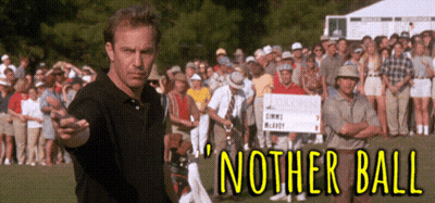 Man Holding Golf Club In Front Of Crowd Saying Nother Ball GIF