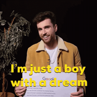 Man Holding Google Sign Saying I'm Just A Boy With A Dream GIF