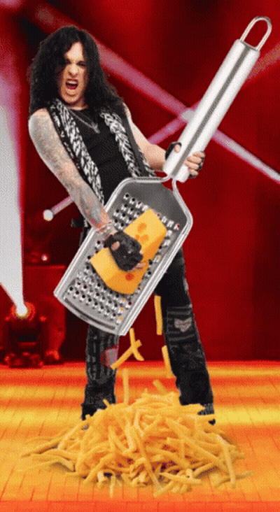 Man Holding Grater With Cheese GIF