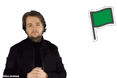 Man Holding Green Flag Sticker