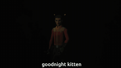 Man Holding Green Lightsaber Saying Goodnight Kitten GIF
