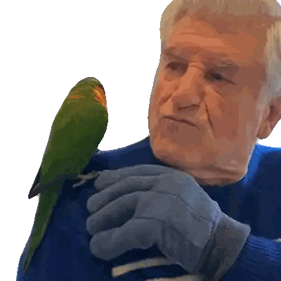 Man Holding Green Parrot On Shoulder Sticker
