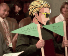 Man Holding Green Slash It Flag GIF