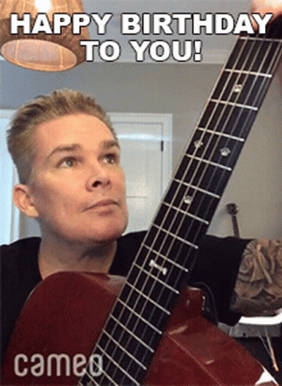 Man Holding Guitar Happy Birthday To You GIF