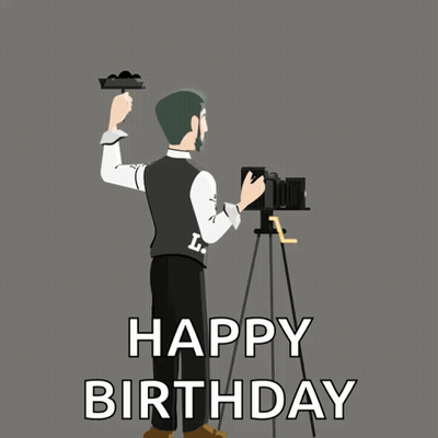 Man Holding Gun Happy Birthday Card GIF