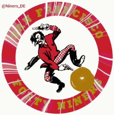 Man Holding Gun In Circle Saying Forty Niners GIF