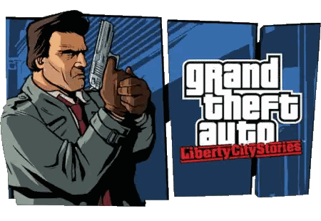 Man Holding Gun In Front Of Liberty City Sign Sticker