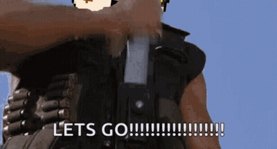 Man Holding Gun Saying Let's Go GIF