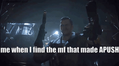 Man Holding Gun Saying Me When I Find The MF That Made Apusy GIF