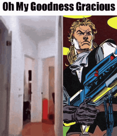 Man Holding Gun Saying Oh My Goodness Gracious GIF