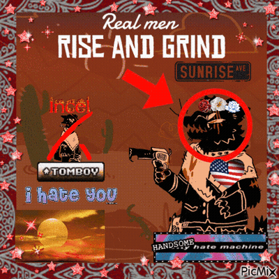 Man Holding Gun Saying Real Men Rise And Grind GIF