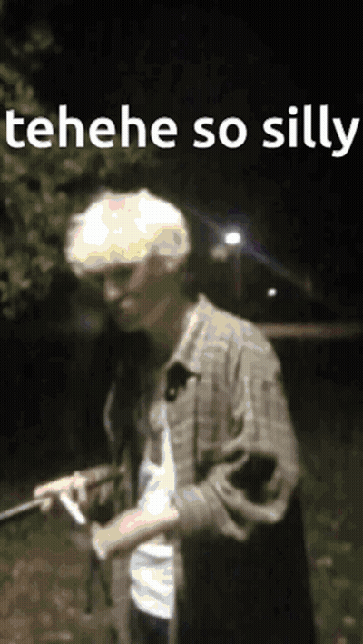 Man Holding Gun Saying Tehehe So Silly GIF
