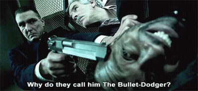 Man Holding Gun Saying Why Do They Call Him The Bullet-Dodge GIF