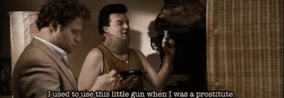 Man Holding Gun Says I Used To Use This Little Gun When I Was A Prostitute GIF