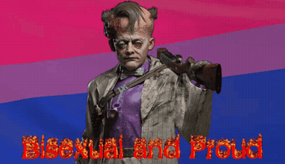 Man Holding Gun With Bisexual And Proud In Red GIF