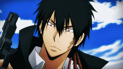 Man Holding Gun With Blue Sky GIF