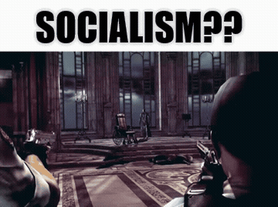Man Holding Gun With Socialism Text GIF