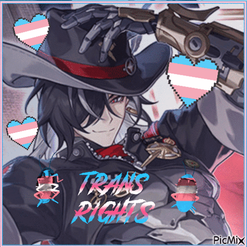 Man Holding Gun With Trans Rights GIF