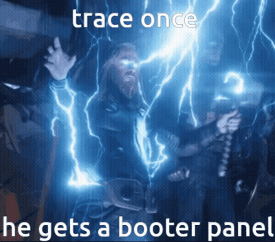Man Holding Hammer Caption Trace Once He Gets A Booster Panel GIF
