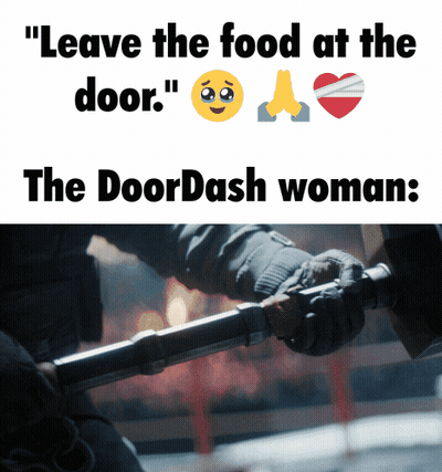 Man Holding Hammer Leave Food At Door GIF