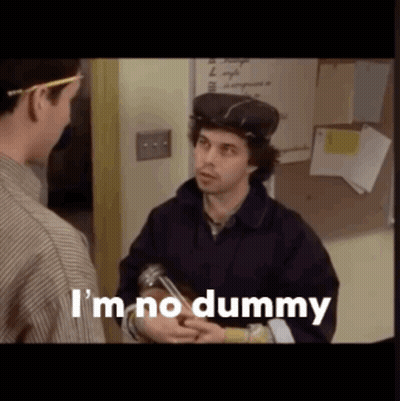 Man Holding Hammer Saying I'm No Dummy GIF