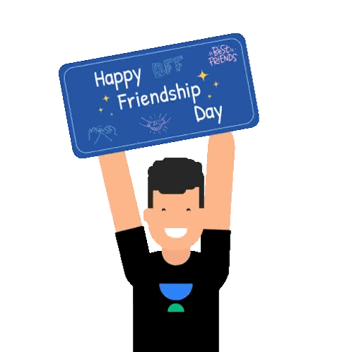 Man Holding Happy Friendship Sign Sticker