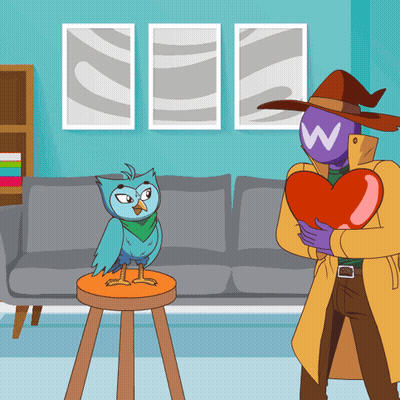 Man Holding Heart With W On Head GIF