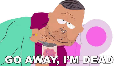 Man Holding Ice Cream Can Saying Go Away I M Dead Sticker