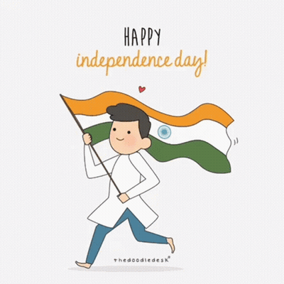 Man Holding Indian Flag Happy Independence Day GIF