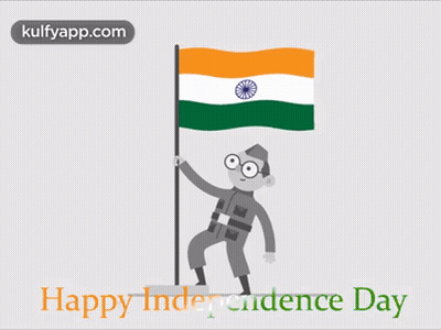 Man Holding Indian Flag Saying Happy Independence Day GIF