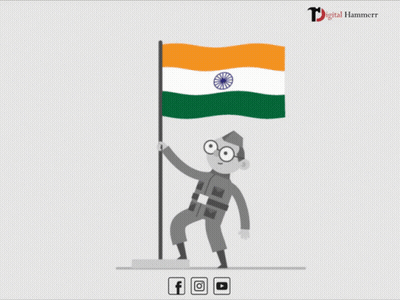 Man Holding Indian Flag With Digital Hammerrr GIF
