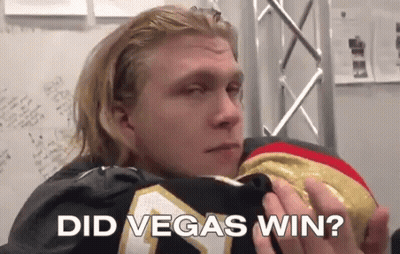 Man Holding Jersey Saying Did Vegas Win GIF
