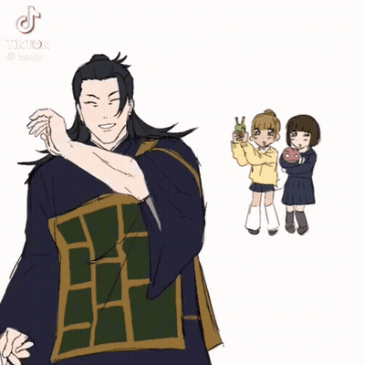 Man Holding Knife Standing Next To Two Girls GIF