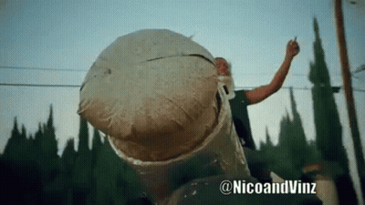 Man Holding Large Ball With @Nicoandvinz GIF