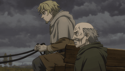 Man Holding Leash Sitting Next To Another Man GIF