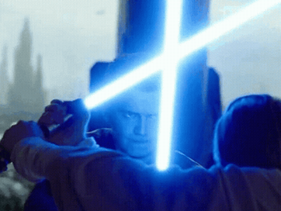 Man Holding Light Saber GIF