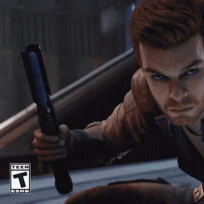 Man Holding Lightsaber In Front Of Teen Esrd Sign GIF