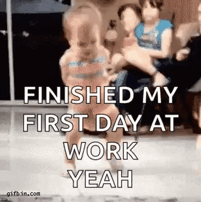 Man Holding Little Girl Saying Finished My First Day At Work Yeah GIF