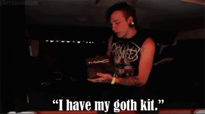 Man Holding Mac Makeup Says I Have My Goth Kit GIF