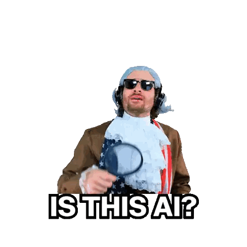 Man Holding Magnifying Glass Is This AI Sticker