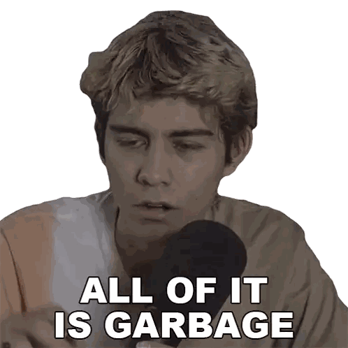 Man Holding Microphone All Of It Is Garbage Sticker