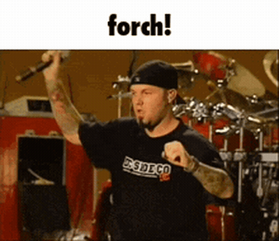 Man Holding Microphone At Drum Set Saying Forch GIF