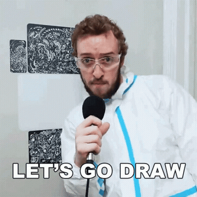 Man Holding Microphone Let's Go Draw GIF
