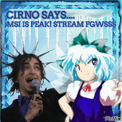 Man Holding Microphone Next To Girl With Blue Hair GIF