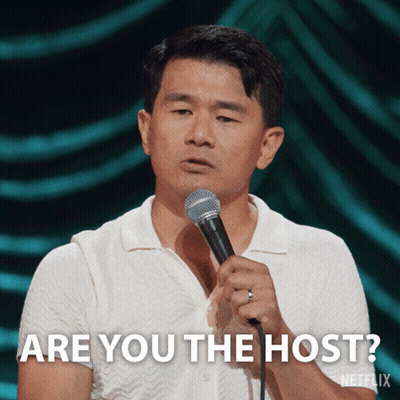 Man Holding Microphone Saying Are You The Host GIF
