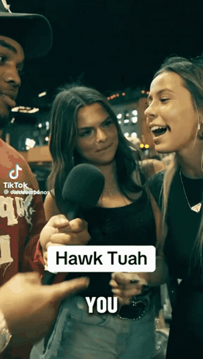 Man Holding Microphone Saying Hawk Tuah You GIF