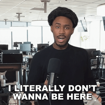 Man Holding Microphone Saying I Literally Don't Wanna Be Here GIF